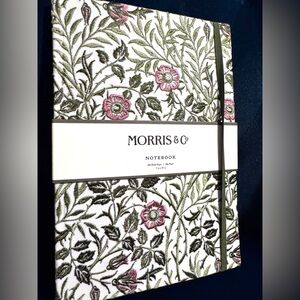 Morris & Co Embroidered Floral Notebook Journal Stitched Needlepoint Pink Green